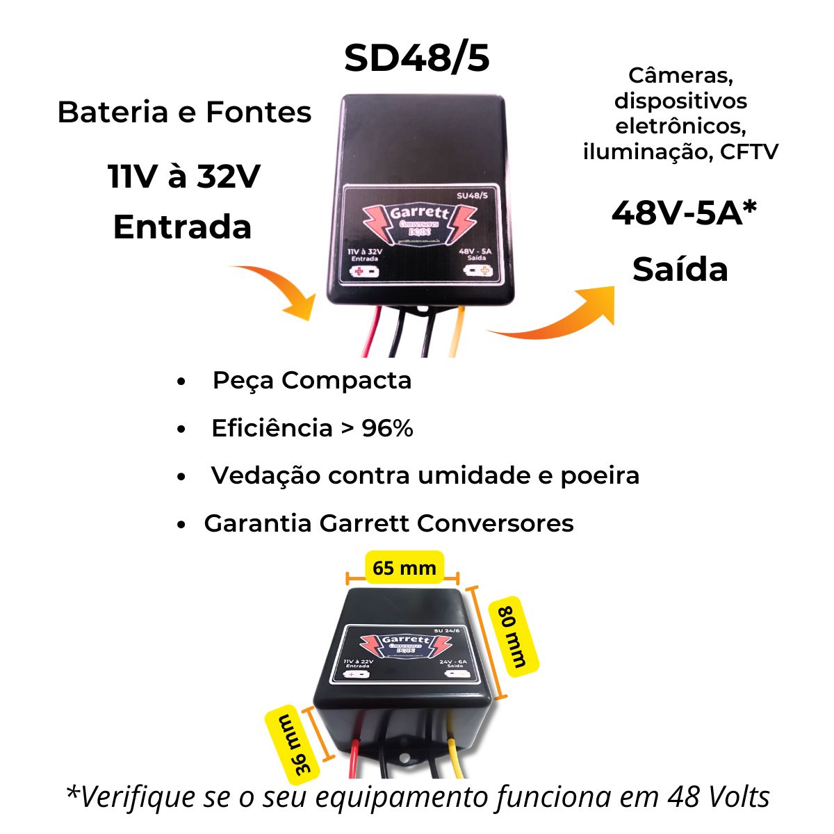 Conversor/Regulador de Tensão – Entrada 11V à 32V – Saída 48V-5A – SU48/5 - Imagem 7